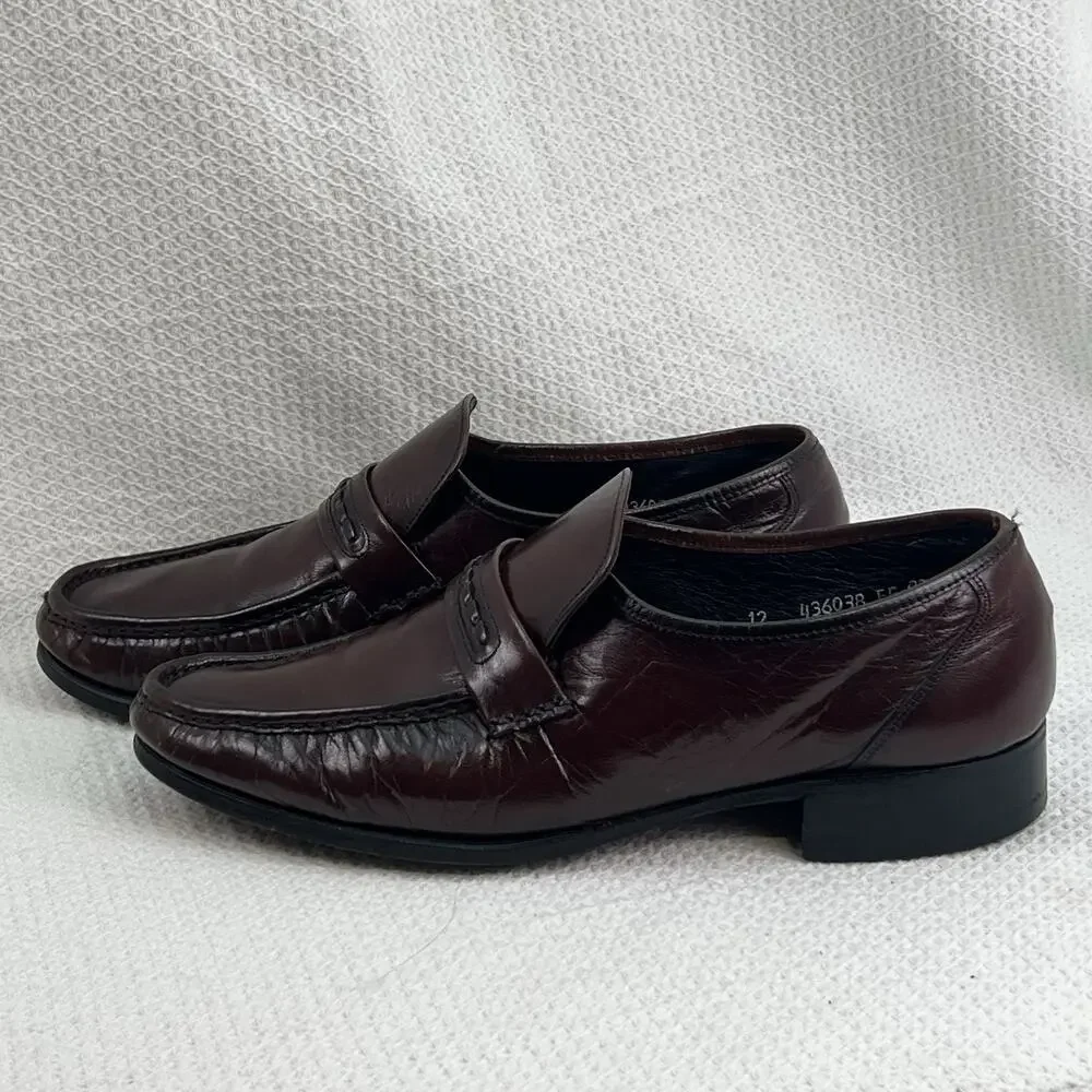 Florsheim Imperial 75370 Men’s 11E Burgundy Leather Penny Loafers Dress Shoes